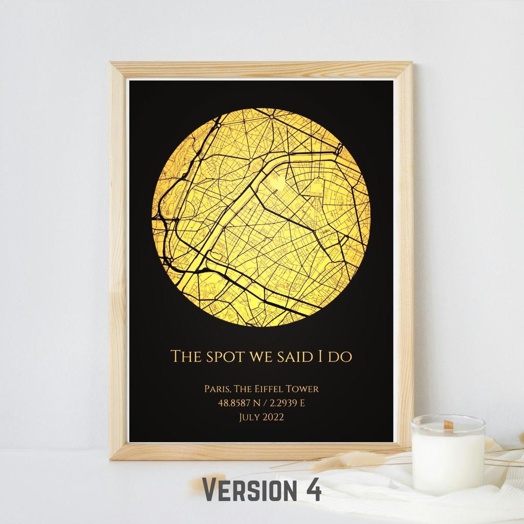 Personalised Map Print with gold foil: Where It All Began - Custom Anniversary, Wedding, Graduation & Birthday Gift