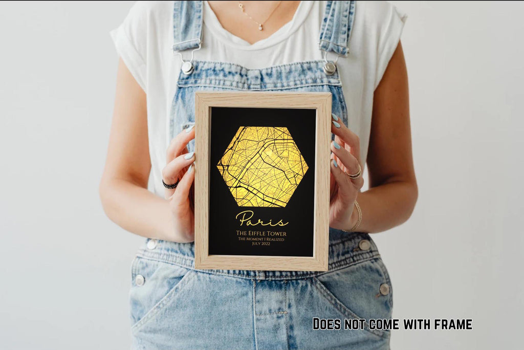 Personalised Map Print with gold foil: Where It All Began - Custom Anniversary, Wedding, Graduation & Birthday Gift