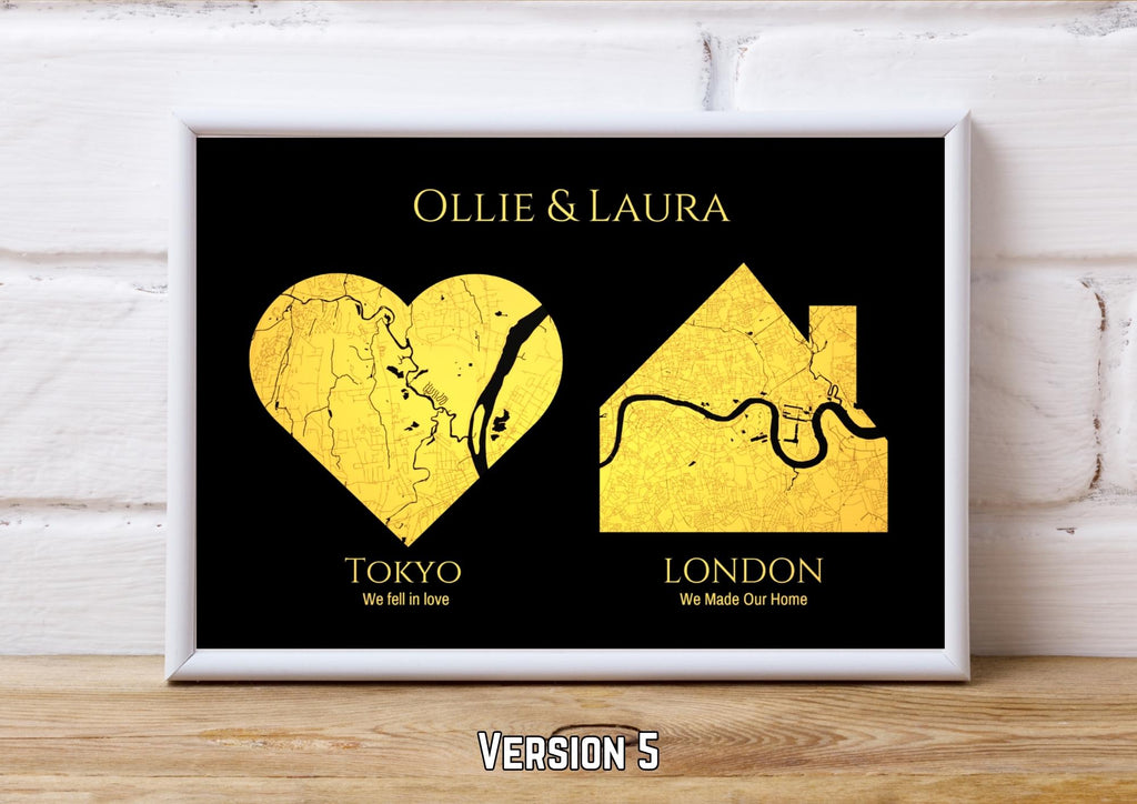 Personalised Map Print with gold foil: Where It All Began - Custom Anniversary, Wedding, Graduation & Birthday Gift
