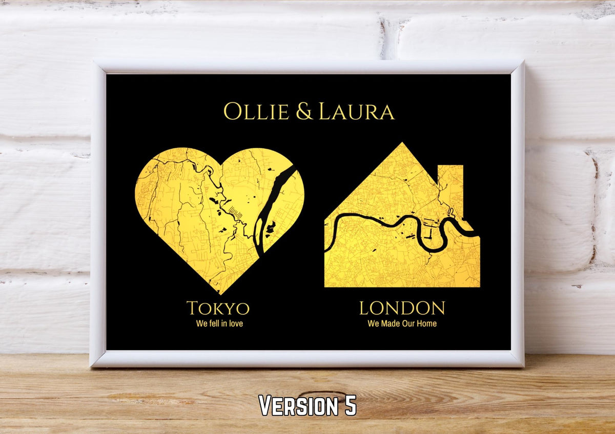 Personalised Map Print with gold foil: Where It All Began - Custom Anniversary, Wedding, Graduation & Birthday Gift