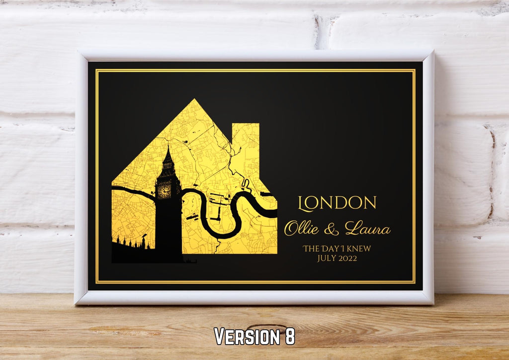 Personalised Map Print with gold foil: Where It All Began - Custom Anniversary, Wedding, Graduation & Birthday Gift