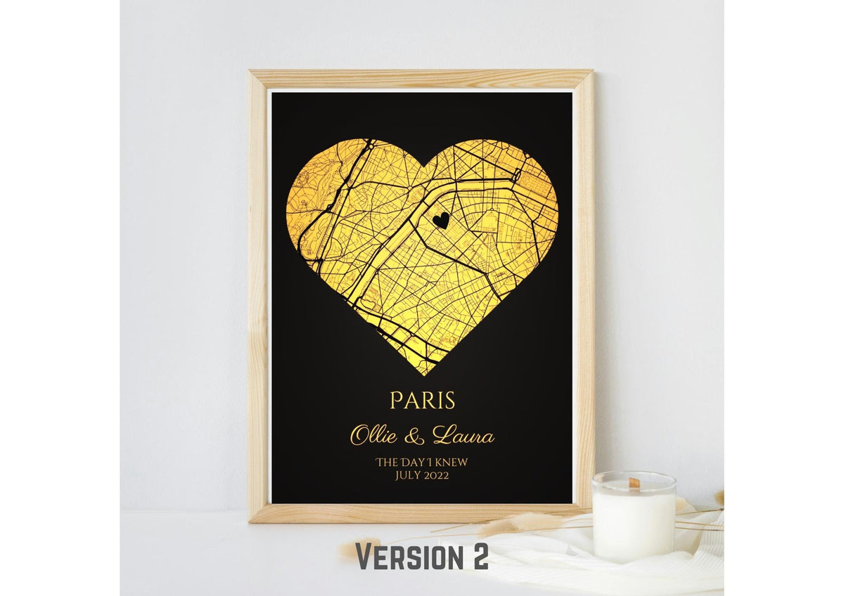 Personalised Map Print with gold foil: Where It All Began - Custom Anniversary, Wedding, Graduation & Birthday Gift