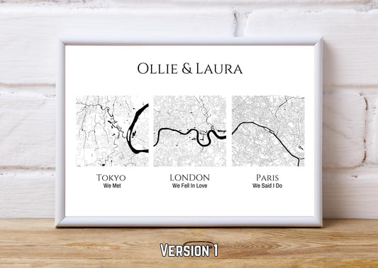Personalised Map Print: Where It All Began - Custom Anniversary, Wedding, Graduation & Birthday Gift
