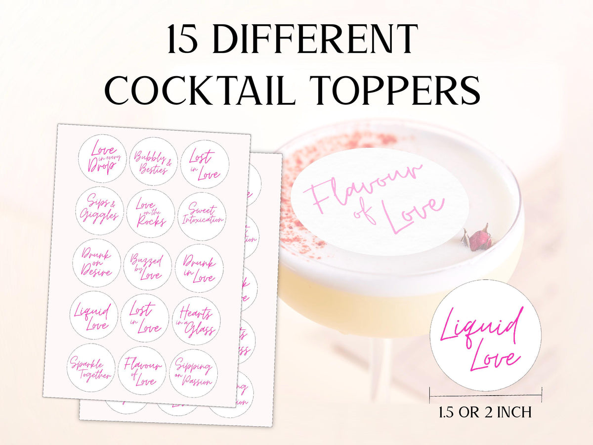Valentine's Day Edible Cocktail Toppers: Personalized Wafer Sheet Drink Decorations for Romantic Events