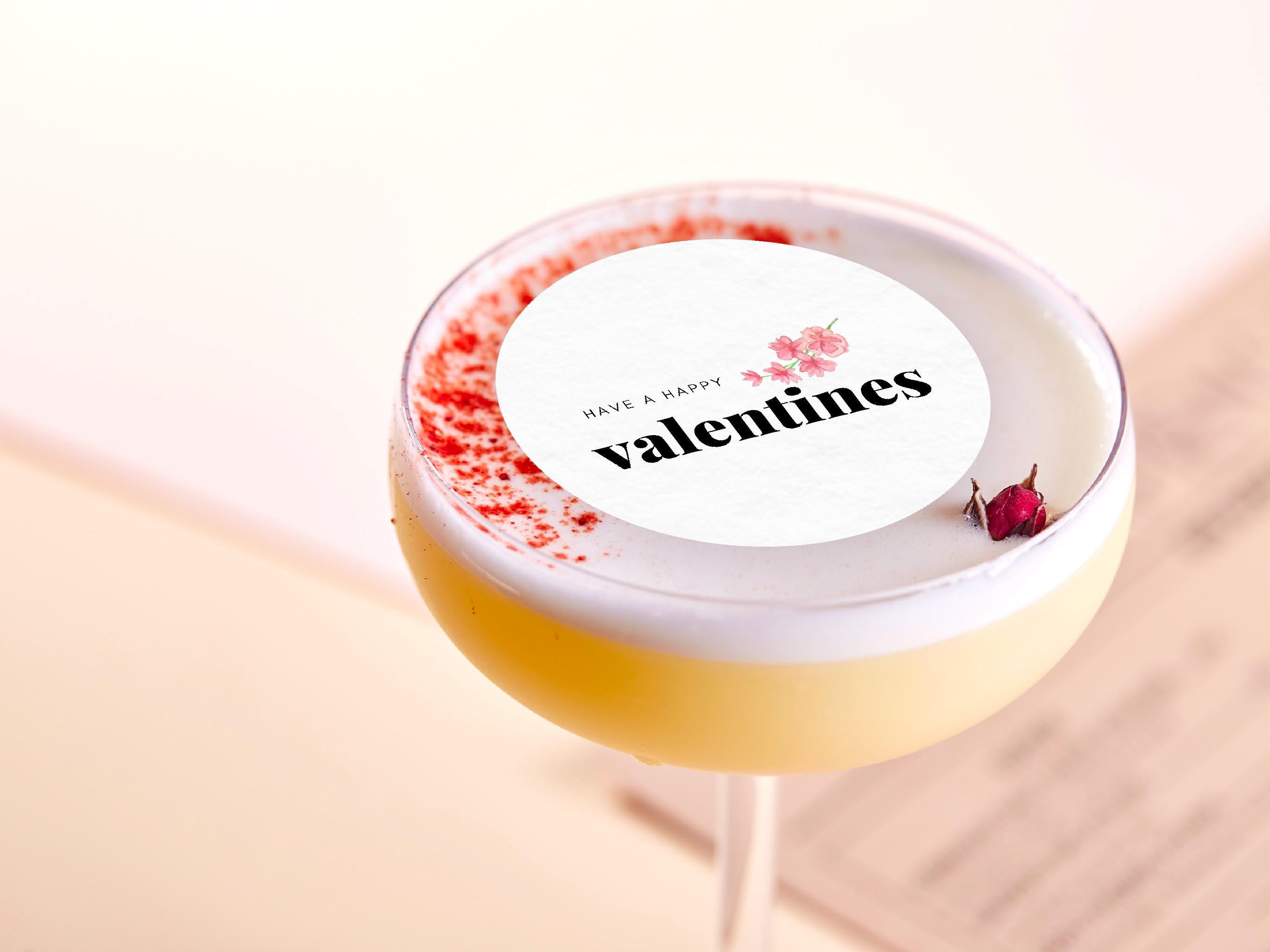 Valentine's Day Edible Cocktail Toppers: Personalized Wafer Sheet Drink Decorations for Romantic Events