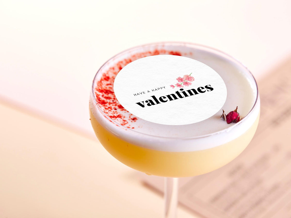 Valentine's Day Edible Cocktail Toppers: Personalized Wafer Sheet Drink Decorations for Romantic Events