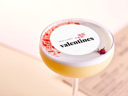 Valentine's Day Edible Cocktail Toppers: Personalized Wafer Sheet Drink Decorations for Romantic Events
