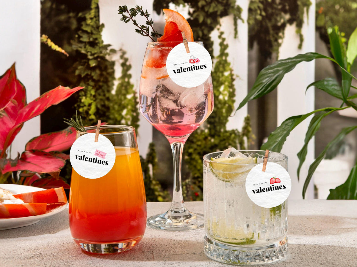 Valentine's Day Edible Cocktail Toppers: Personalized Wafer Sheet Drink Decorations for Romantic Events