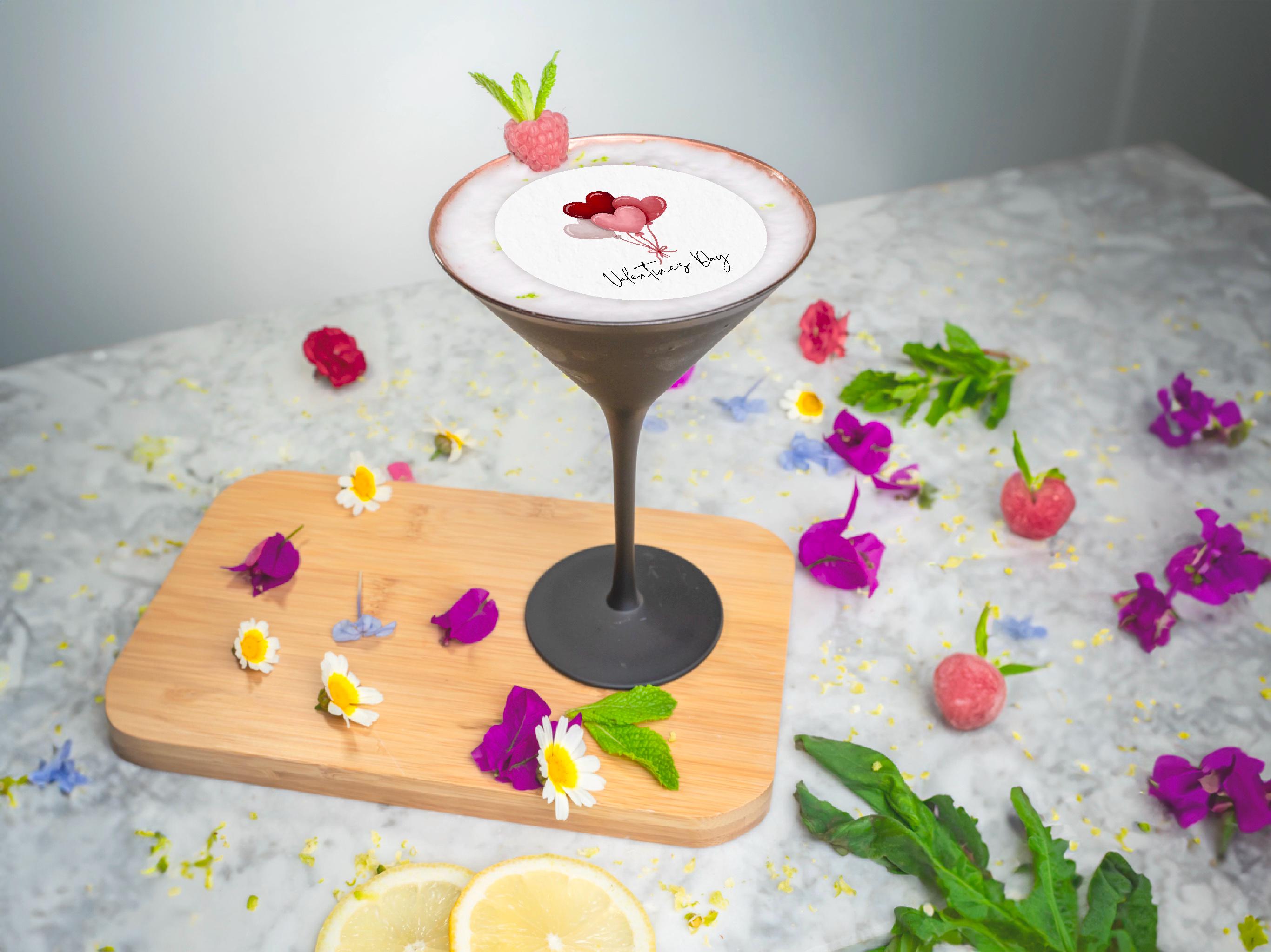 Valentine's Day Edible Cocktail Toppers: Personalized Wafer Sheet Drink Decorations for Romantic Events