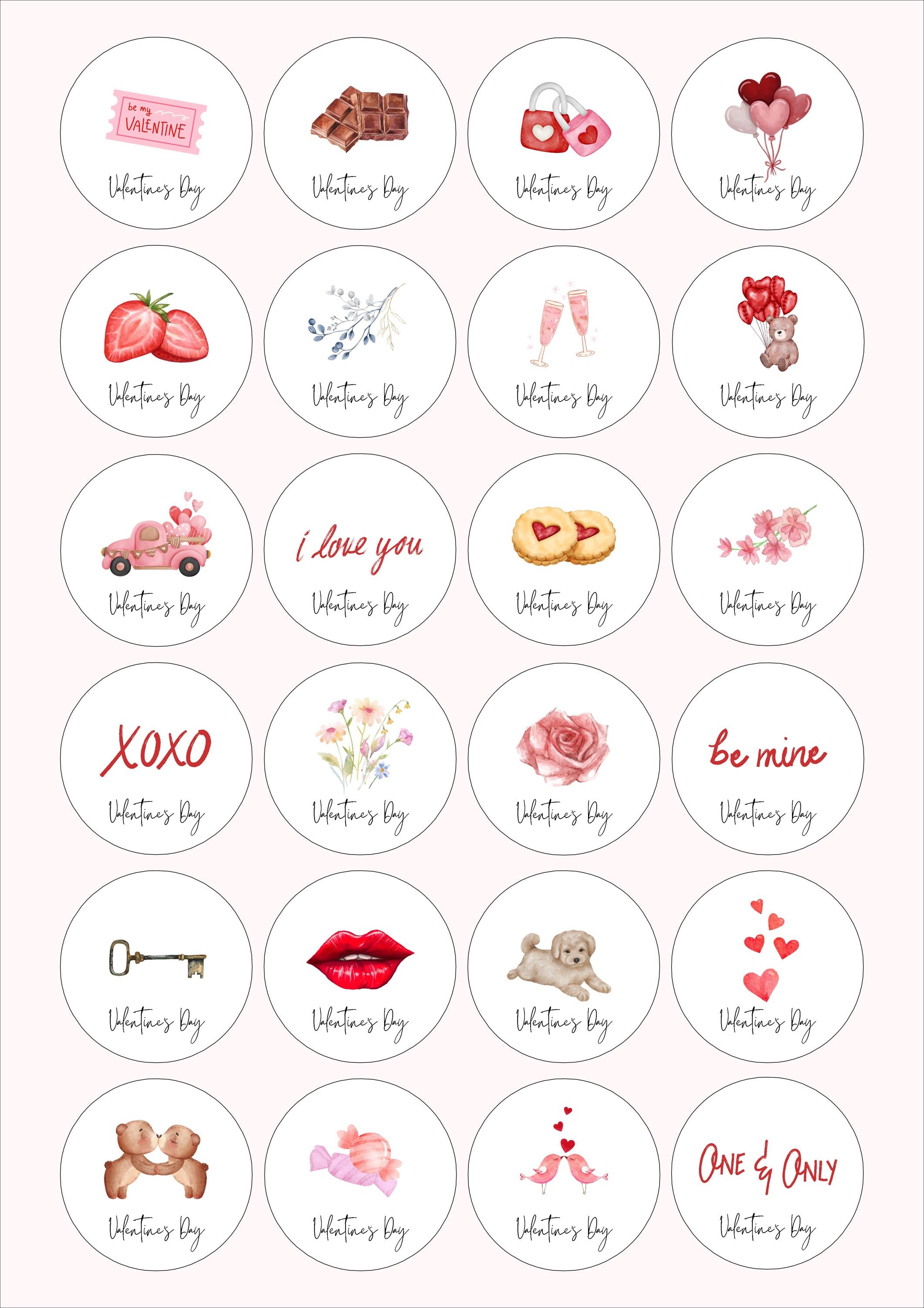 Valentine's Day Edible Cocktail Toppers: Personalized Wafer Sheet Drink Decorations for Romantic Events