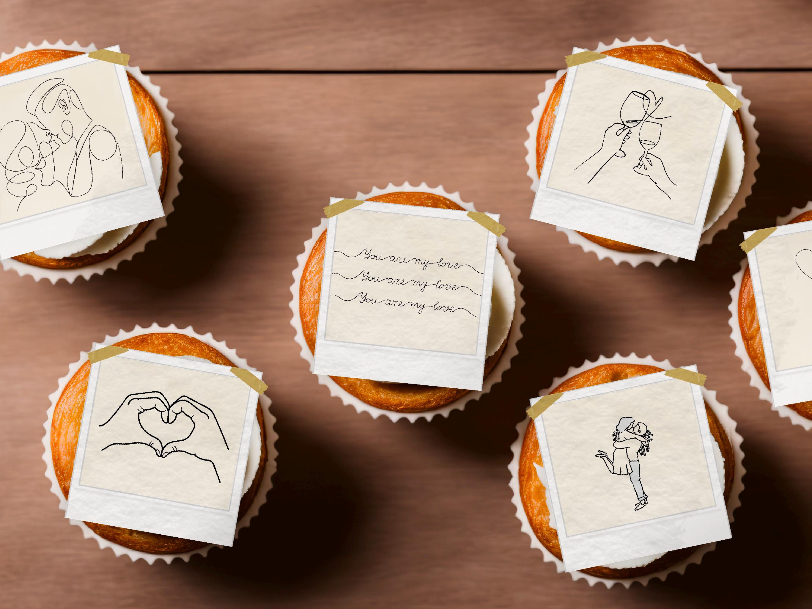 Valentine's Day Edible Cocktail Toppers: Personalized Wafer Sheet Drink Decorations for Romantic Events