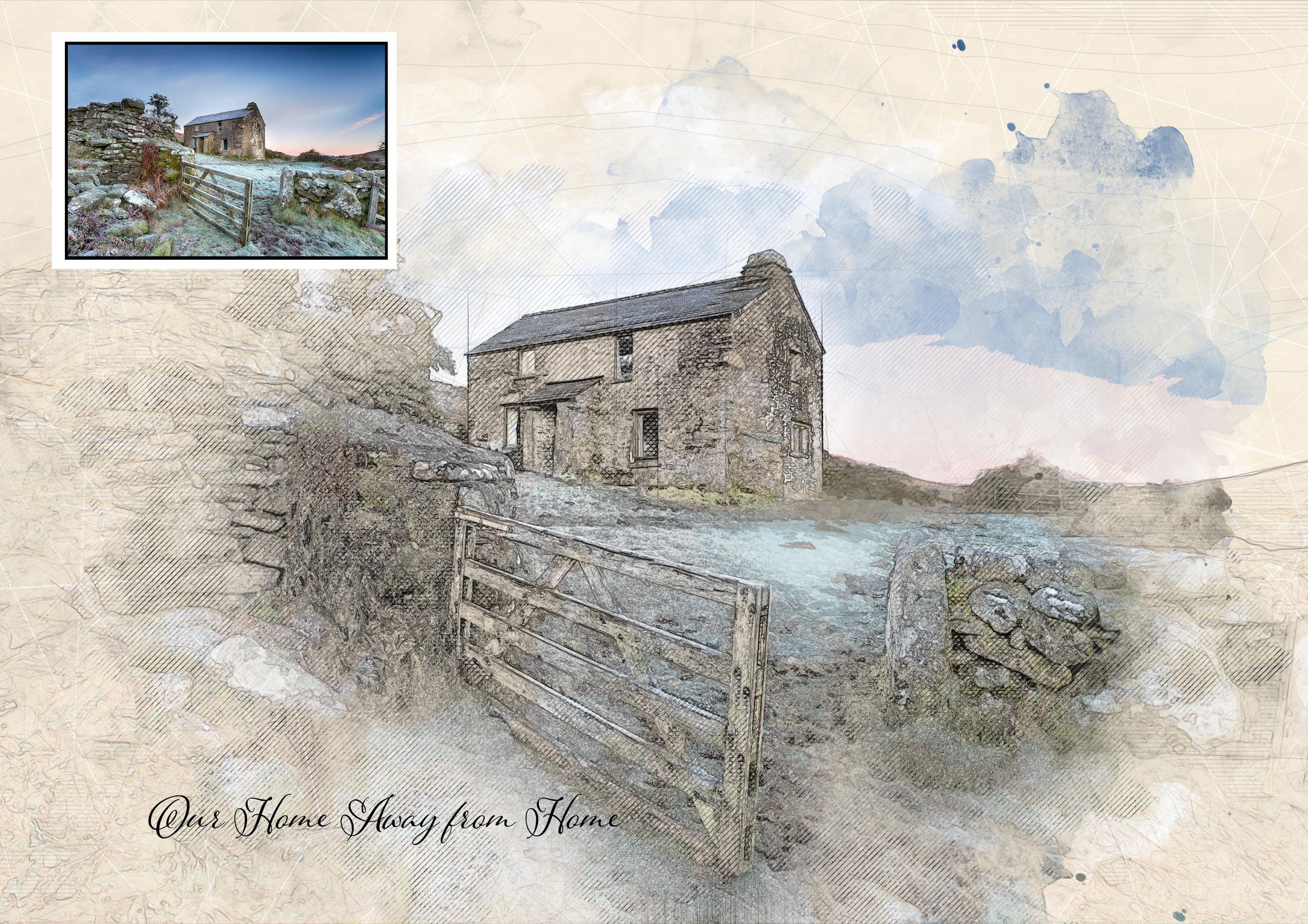 Custom Architectural Sketch: Personalised Home Portrait for Anniversaries, Weddings & Housewarming