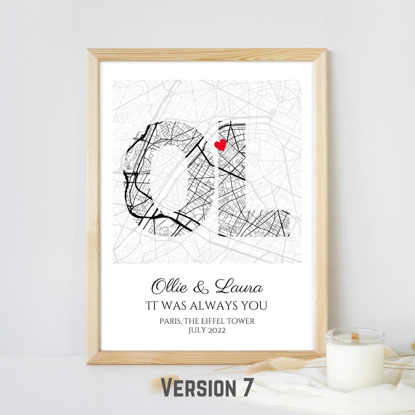 Personalised Map Print: Where It All Began - Custom Anniversary, Wedding, Graduation & Birthday Gift