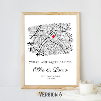 Personalised Map Print: Where It All Began - Custom Anniversary, Wedding, Graduation & Birthday Gift