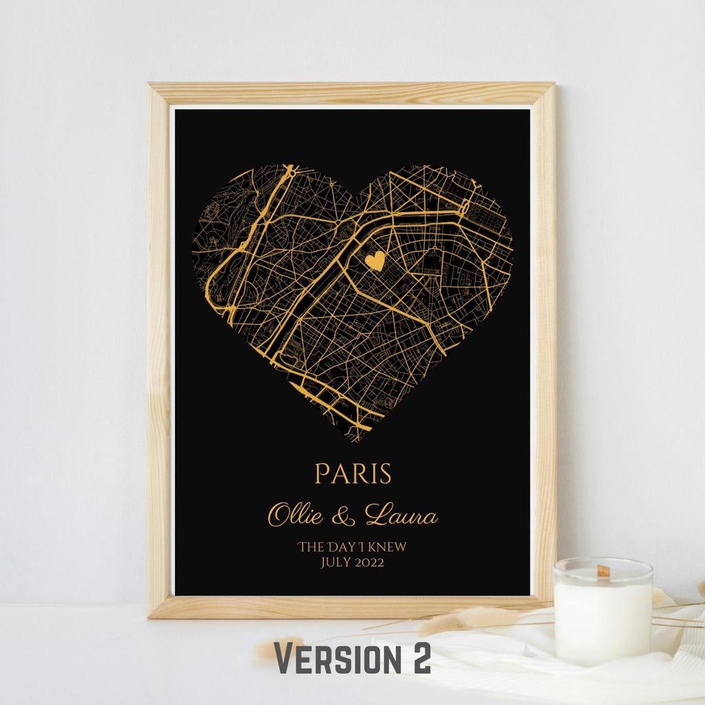 Personalised Map Print with gold foil: Where It All Began - Custom Anniversary, Wedding, Graduation & Birthday Gift