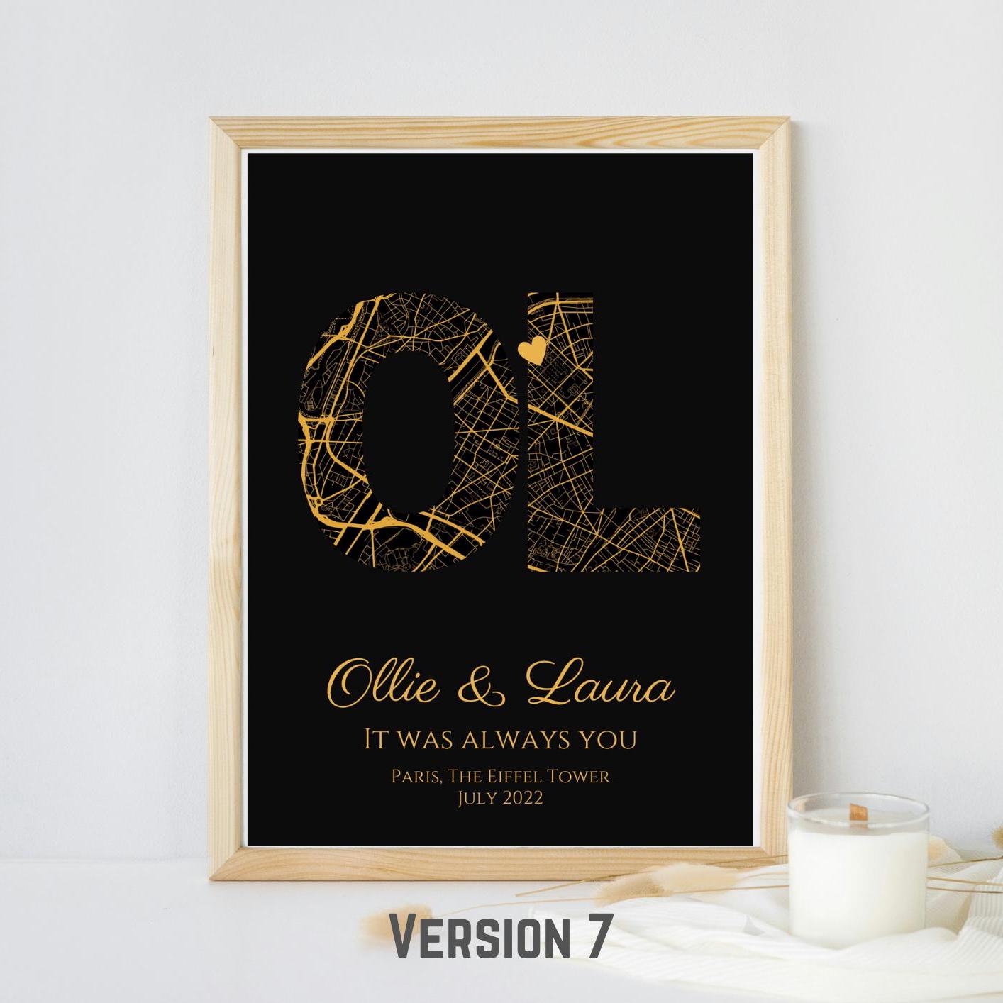 Personalised Map Print with gold foil: Where It All Began - Custom Anniversary, Wedding, Graduation & Birthday Gift
