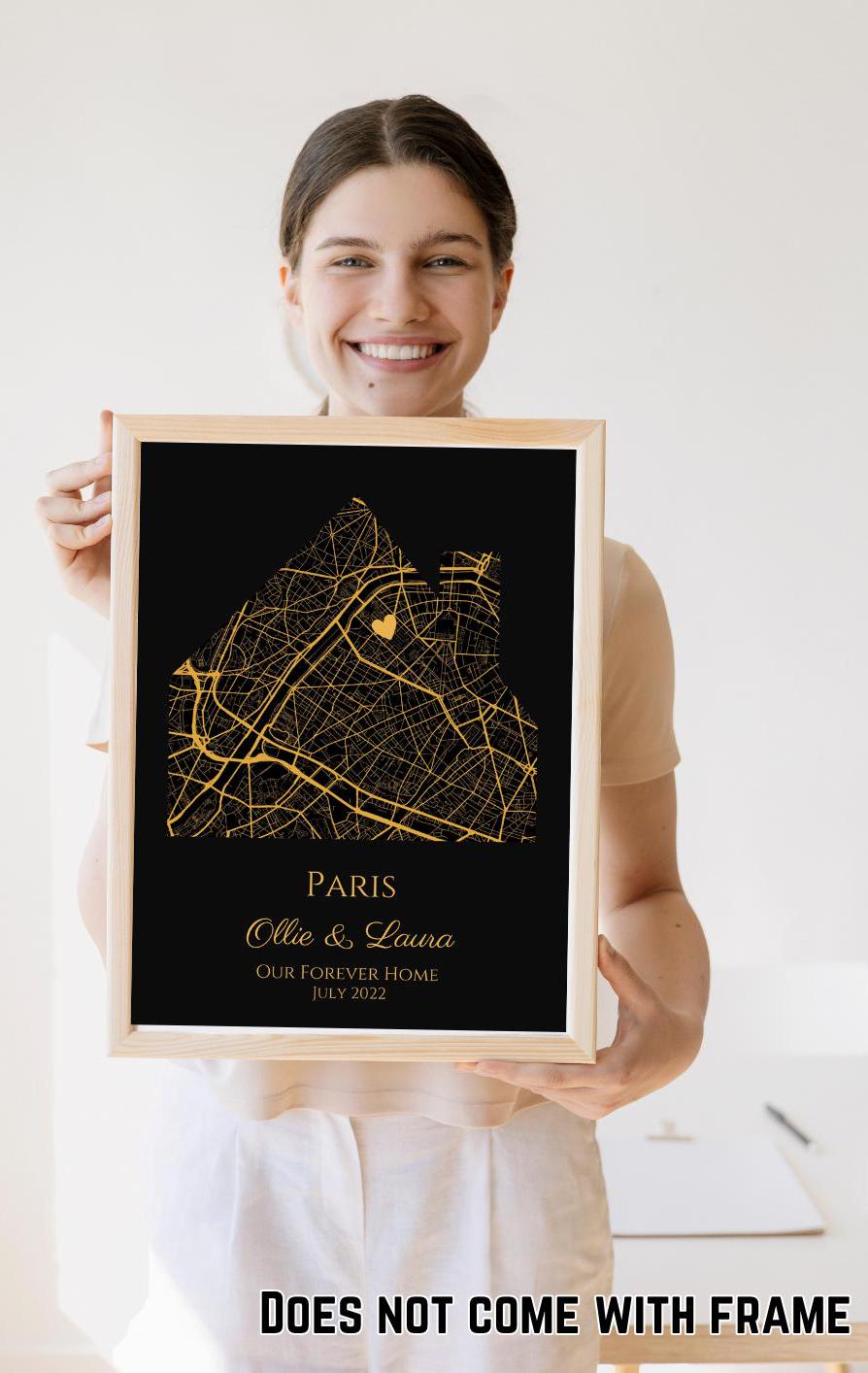 Personalised Map Print with gold foil: Where It All Began - Custom Anniversary, Wedding, Graduation & Birthday Gift