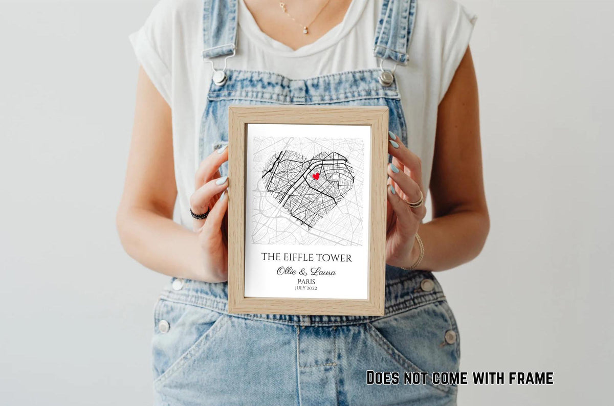 Personalised Map Print: Where It All Began - Custom Anniversary, Wedding, Graduation & Birthday Gift