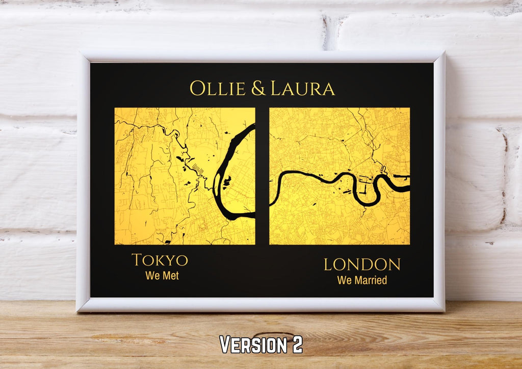 Personalised Map Print with gold foil: Where It All Began - Custom Anniversary, Wedding, Graduation & Birthday Gift
