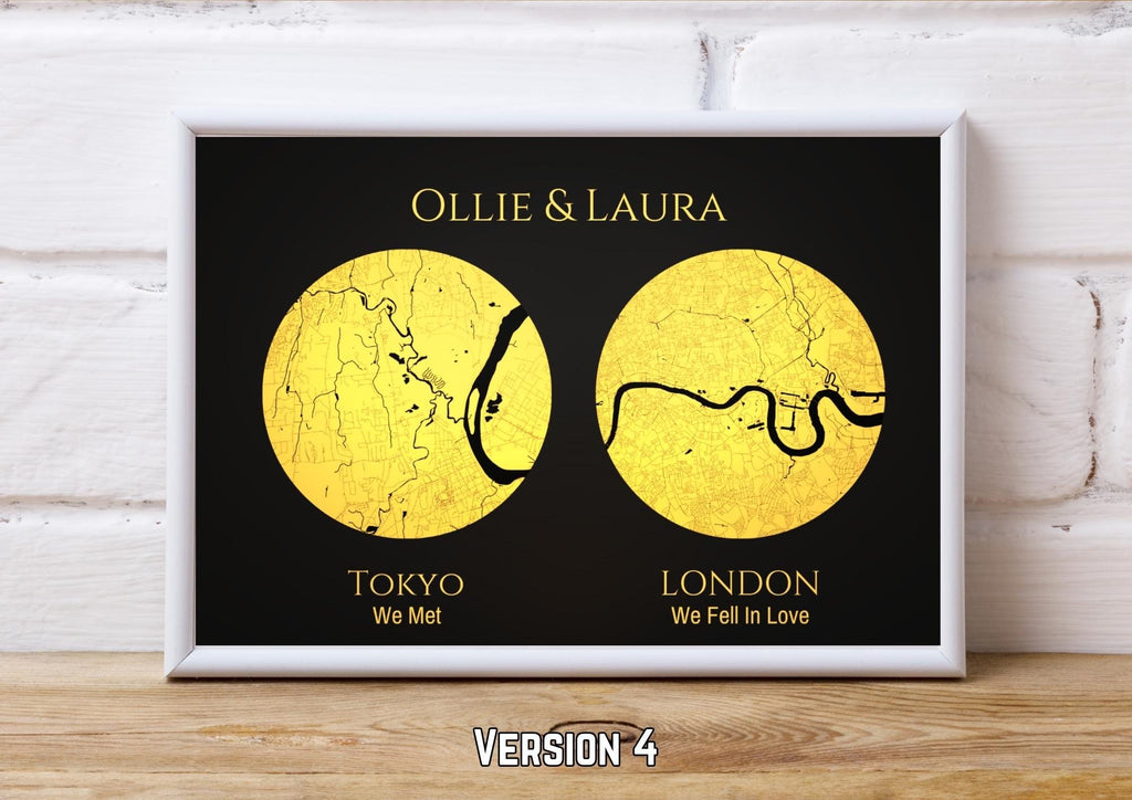 Personalised Map Print with gold foil: Where It All Began - Custom Anniversary, Wedding, Graduation & Birthday Gift