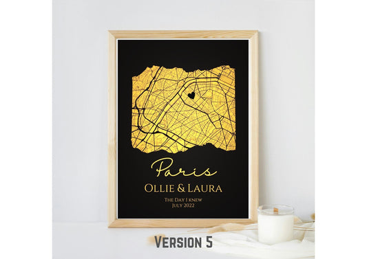 Personalised Map Print with gold foil: Where It All Began - Custom Anniversary, Wedding, Graduation & Birthday Gift