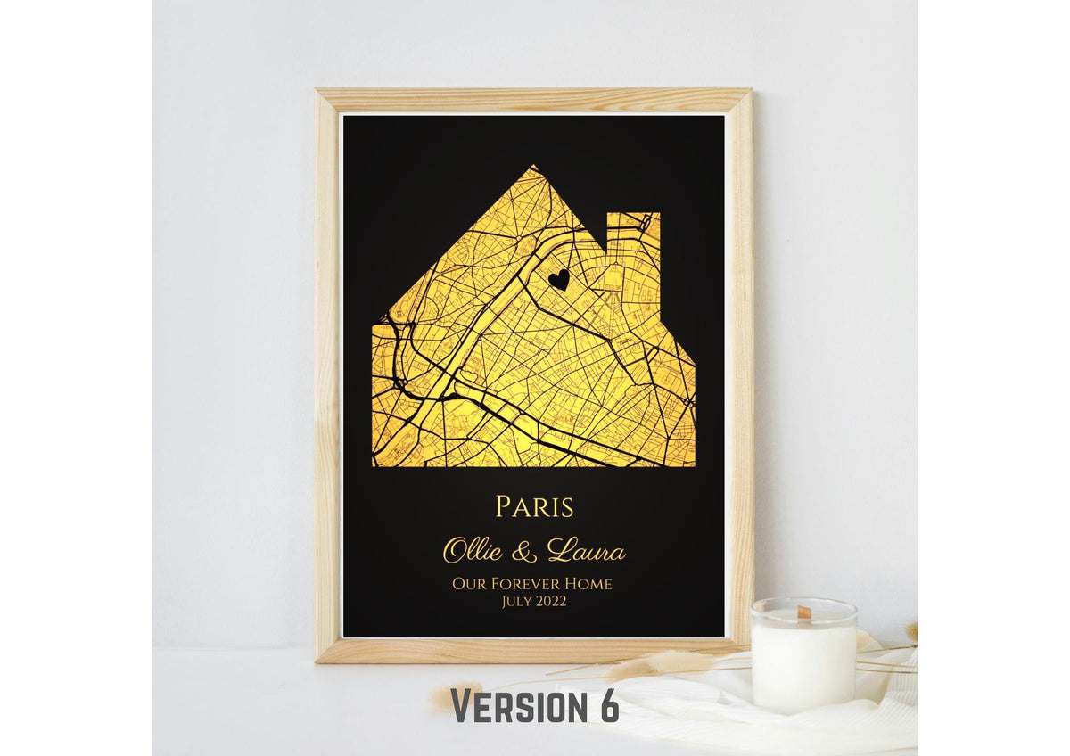 Personalised Map Print with gold foil: Where It All Began - Custom Anniversary, Wedding, Graduation & Birthday Gift