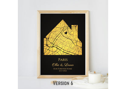 Personalised Map Print with gold foil: Where It All Began - Custom Anniversary, Wedding, Graduation & Birthday Gift