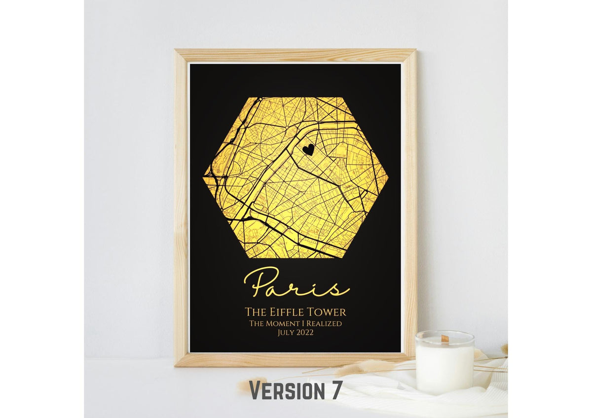 Personalised Map Print with gold foil: Where It All Began - Custom Anniversary, Wedding, Graduation & Birthday Gift