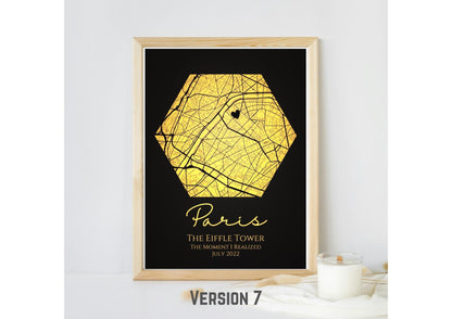 Personalised Map Print with gold foil: Where It All Began - Custom Anniversary, Wedding, Graduation & Birthday Gift