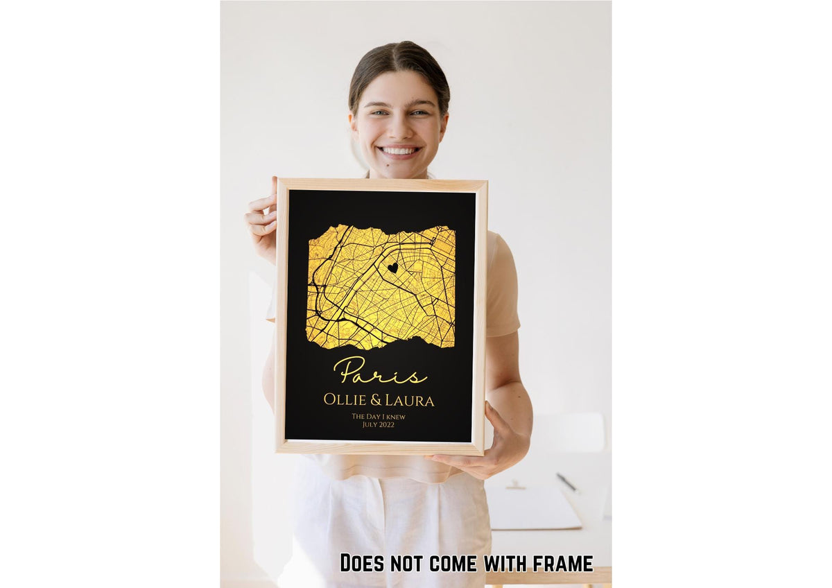 Personalised Map Print with gold foil: Where It All Began - Custom Anniversary, Wedding, Graduation & Birthday Gift