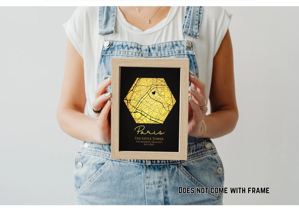 Personalised Map Print with gold foil: Where It All Began - Custom Anniversary, Wedding, Graduation & Birthday Gift