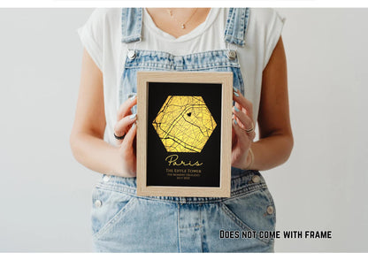 Personalised Map Print with gold foil: Where It All Began - Custom Anniversary, Wedding, Graduation & Birthday Gift