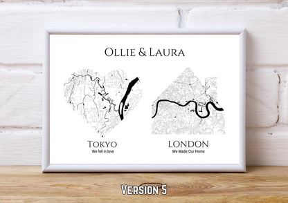 Personalised Map Print: Where It All Began - Custom Anniversary, Wedding, Graduation & Birthday Gift