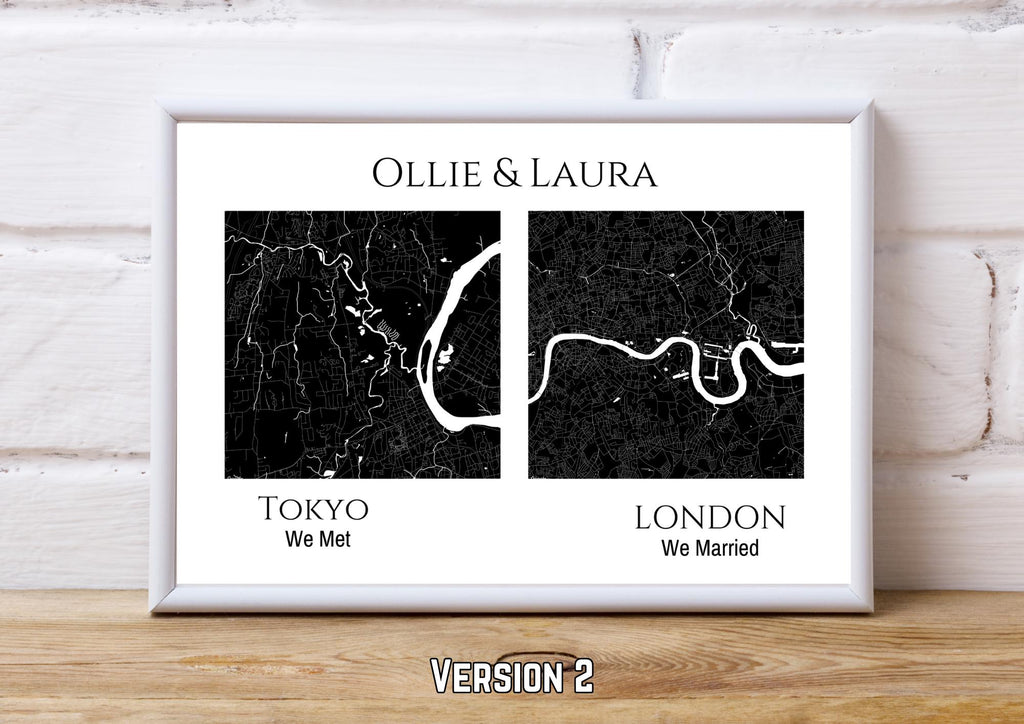 Personalised Map Print: Where It All Began - Custom Anniversary, Wedding, Graduation & Birthday Gift