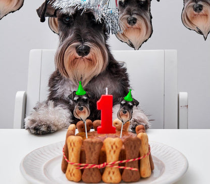 Custom Pet Portrait Cake Topper, Dog Cat Drawing from Photo, PRINTABLE Birthday Banner and Cupcake Toppers, Personalised Party Decorations