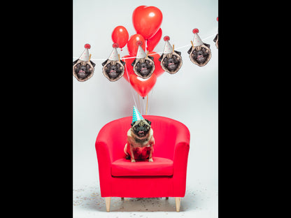 Custom Pet Portrait Cake Topper, Dog Cat Drawing from Photo, PRINTABLE Birthday Banner and Cupcake Toppers, Personalised Party Decorations