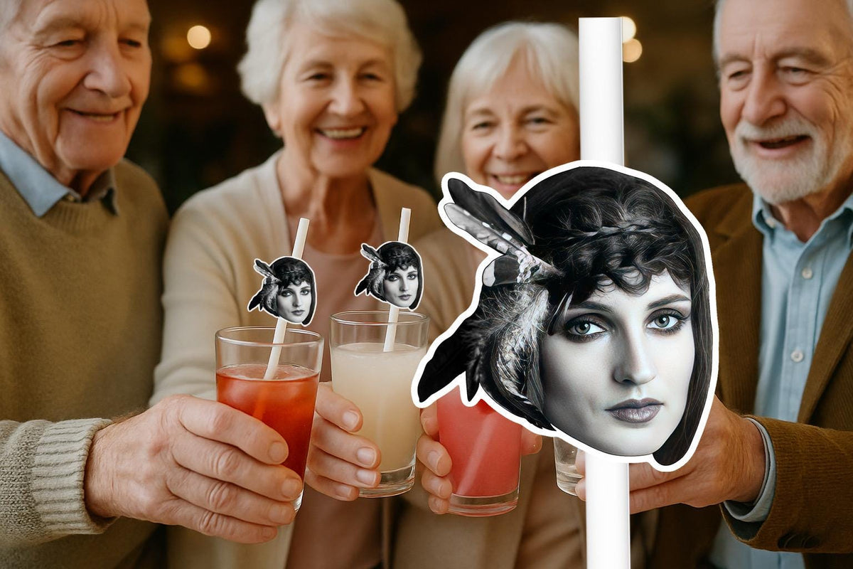 Personalised Photo Straws with Custom Hats for Birthdays, Weddings, and Celebrations