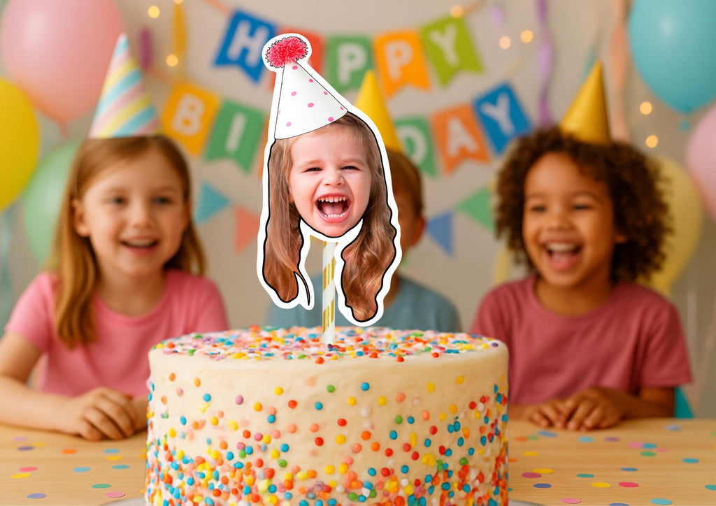Kids Birthday Cake Topper – Custom Face Cake Decoration – Personalised Party Supplies – Funny Photo Cake Topper for Kids