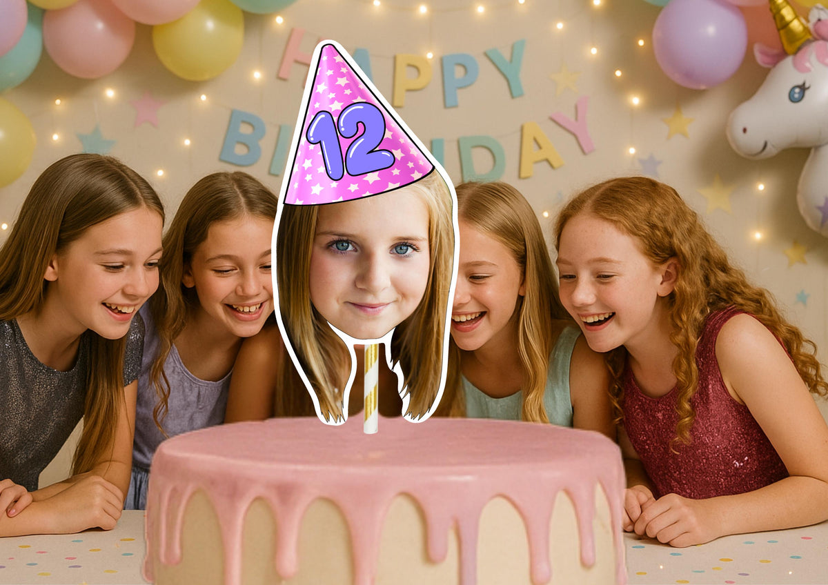Kids Birthday Cake Topper – Custom Face Cake Decoration – Personalised Party Supplies – Funny Photo Cake Topper for Kids