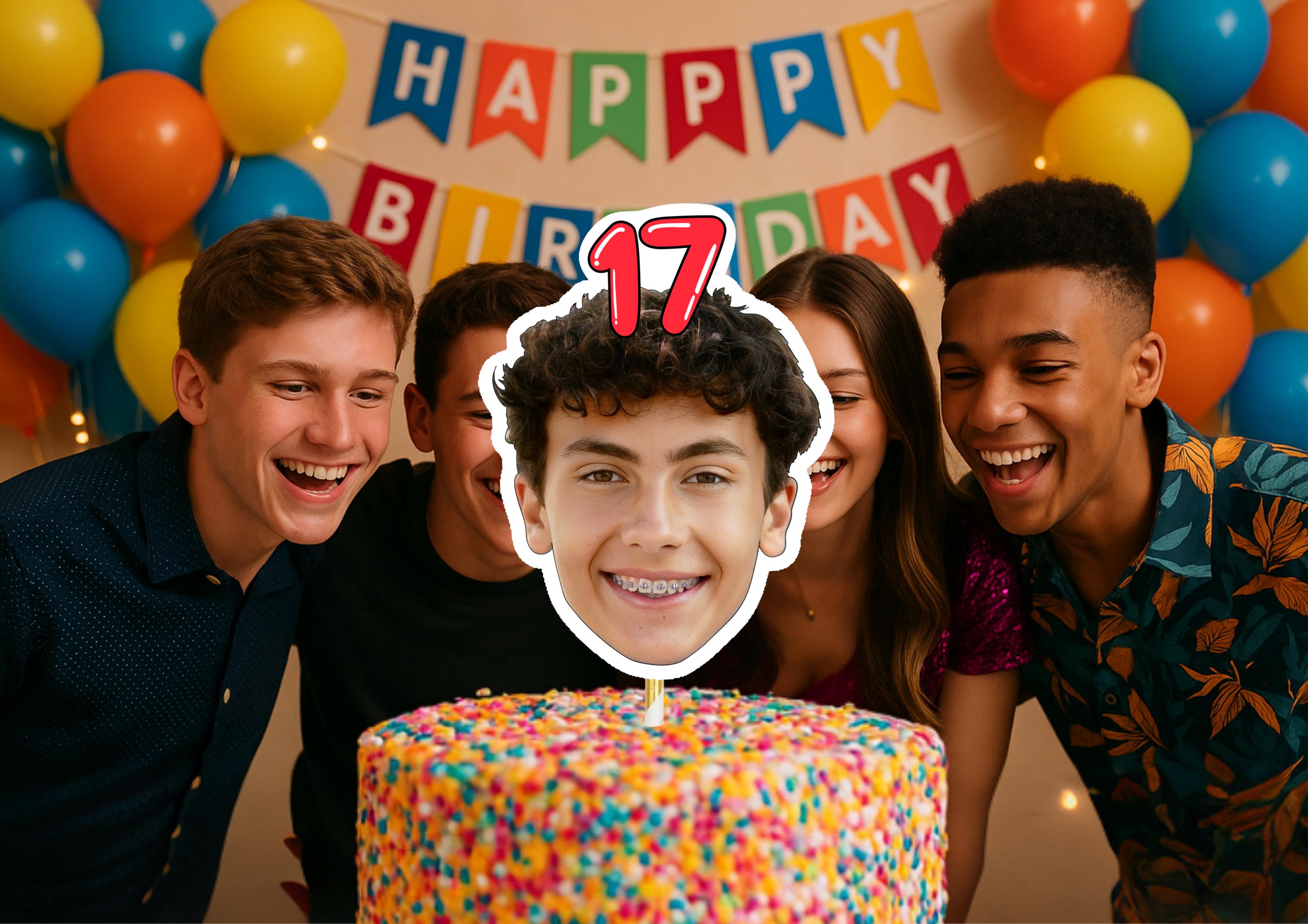 18th Birthday Cake Topper – Custom Face Photo Cake Decoration – Personalised 18th Party Supplies – Funny Photo Cake Props