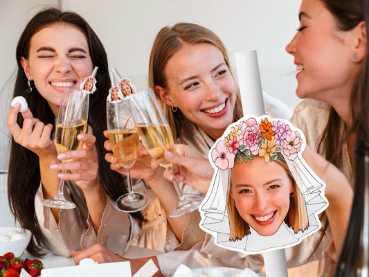 Hen Party Straws – Personalised Bride & Bridesmaids Face Drink Decorations – Custom Bachelorette and Bridal Shower Party Supplies