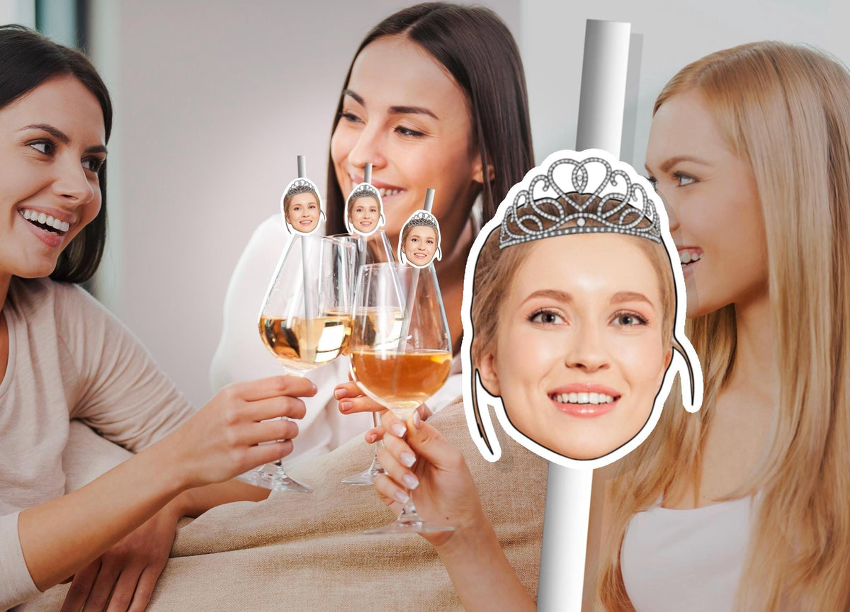 Personalised Photo Straws with Custom Hats for Birthdays, Weddings, and Celebrations