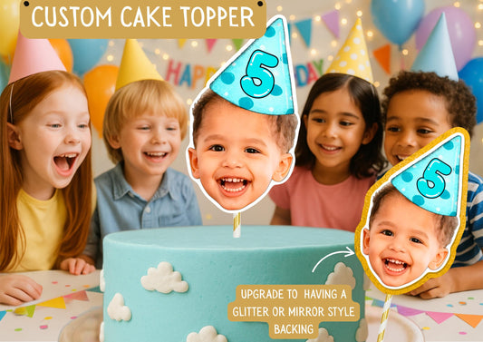 Kids Birthday Cake Topper – Custom Face Cake Decoration – Personalised Party Supplies – Funny Photo Cake Topper for Kids