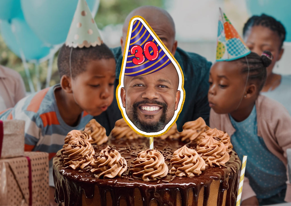 30th Birthday Cake Topper – Custom Face Photo Cake Decoration – Personalised 30th Party Supplies – Funny Birthday Cake Props