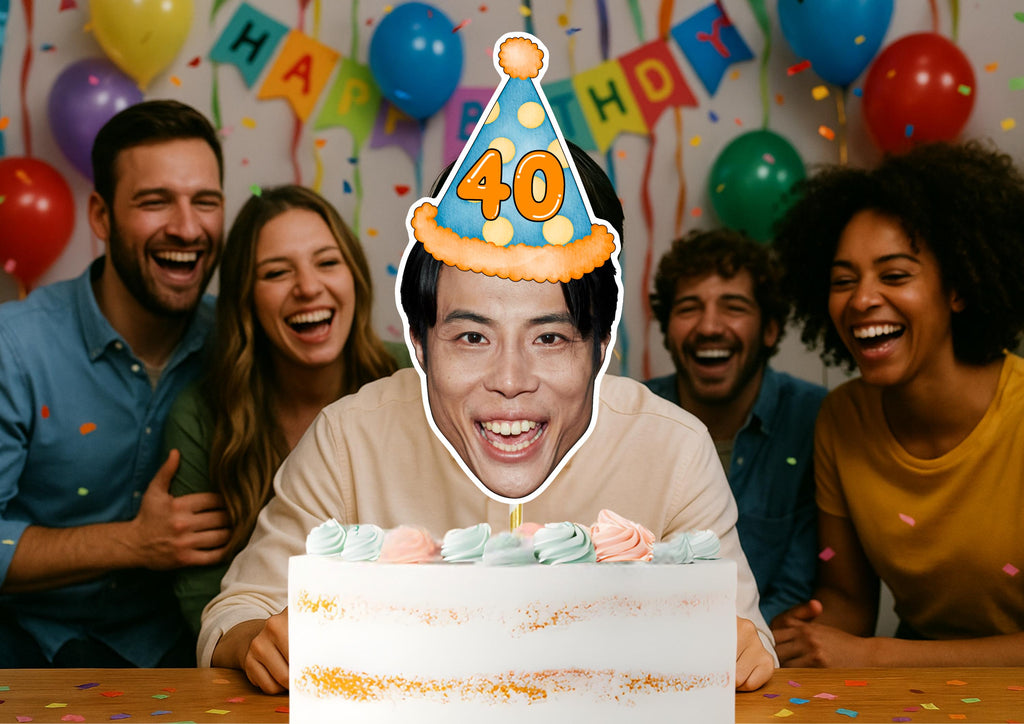 Personalised Milestone Birthday Cake Topper with Custom Face Photo for 50th, 60th, 70th Celebrations