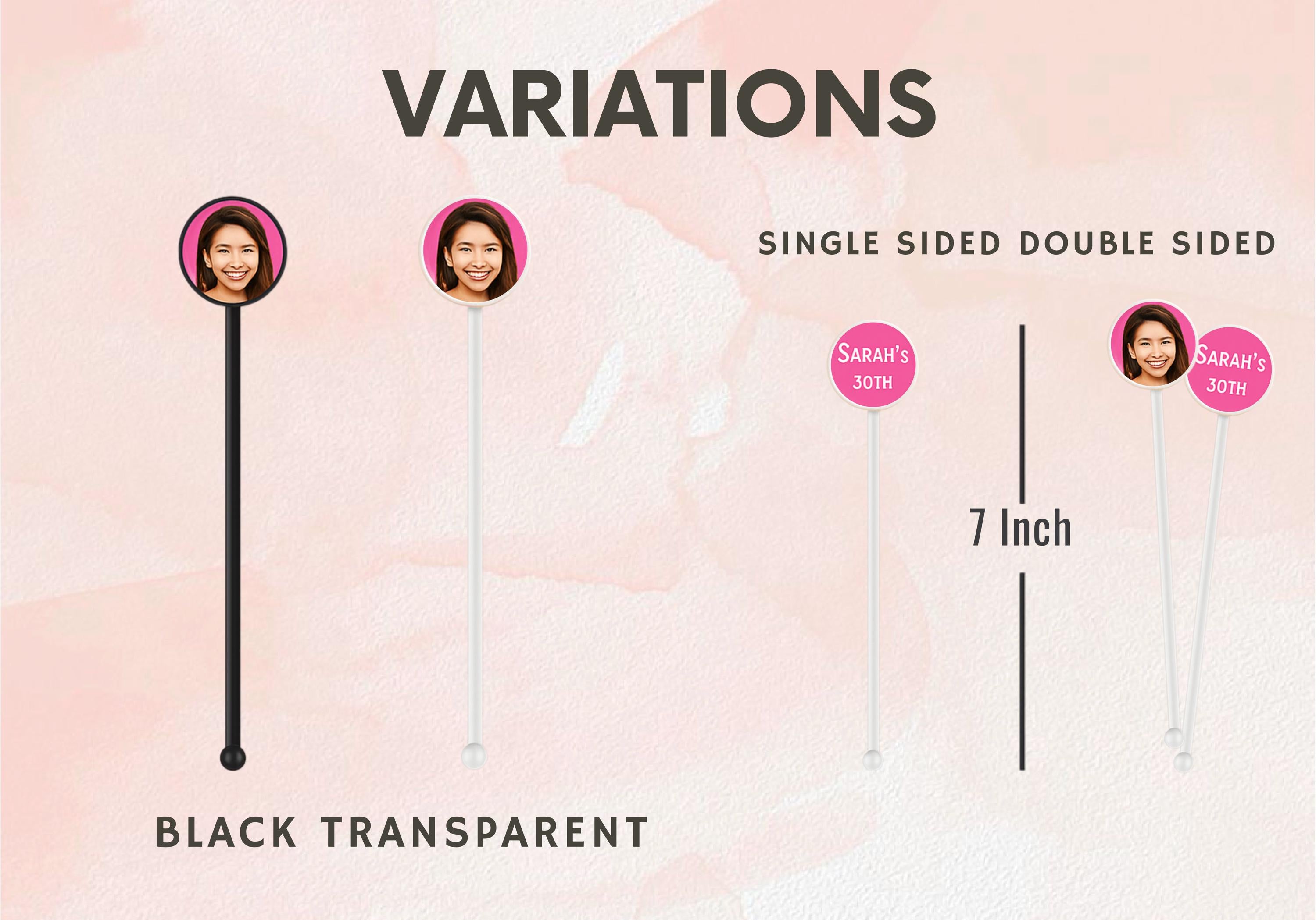 Hen Party Cocktail Stirrers | Custom Face, Logo or Text | Stag Do Drink Stirrers | Funny Personalised Party Accessories | One/Double-Sided