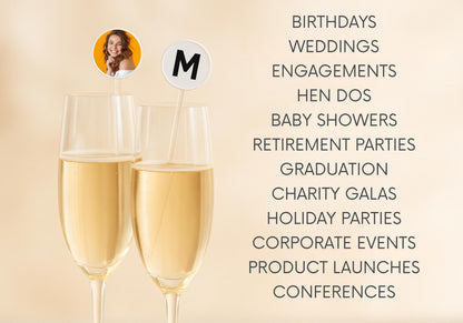 Personalised Wedding Cocktail Stirrers | Custom Face, Logo, or Text | Mr and Mrs Drink Stirrers | Unique Reception and Bar Decor