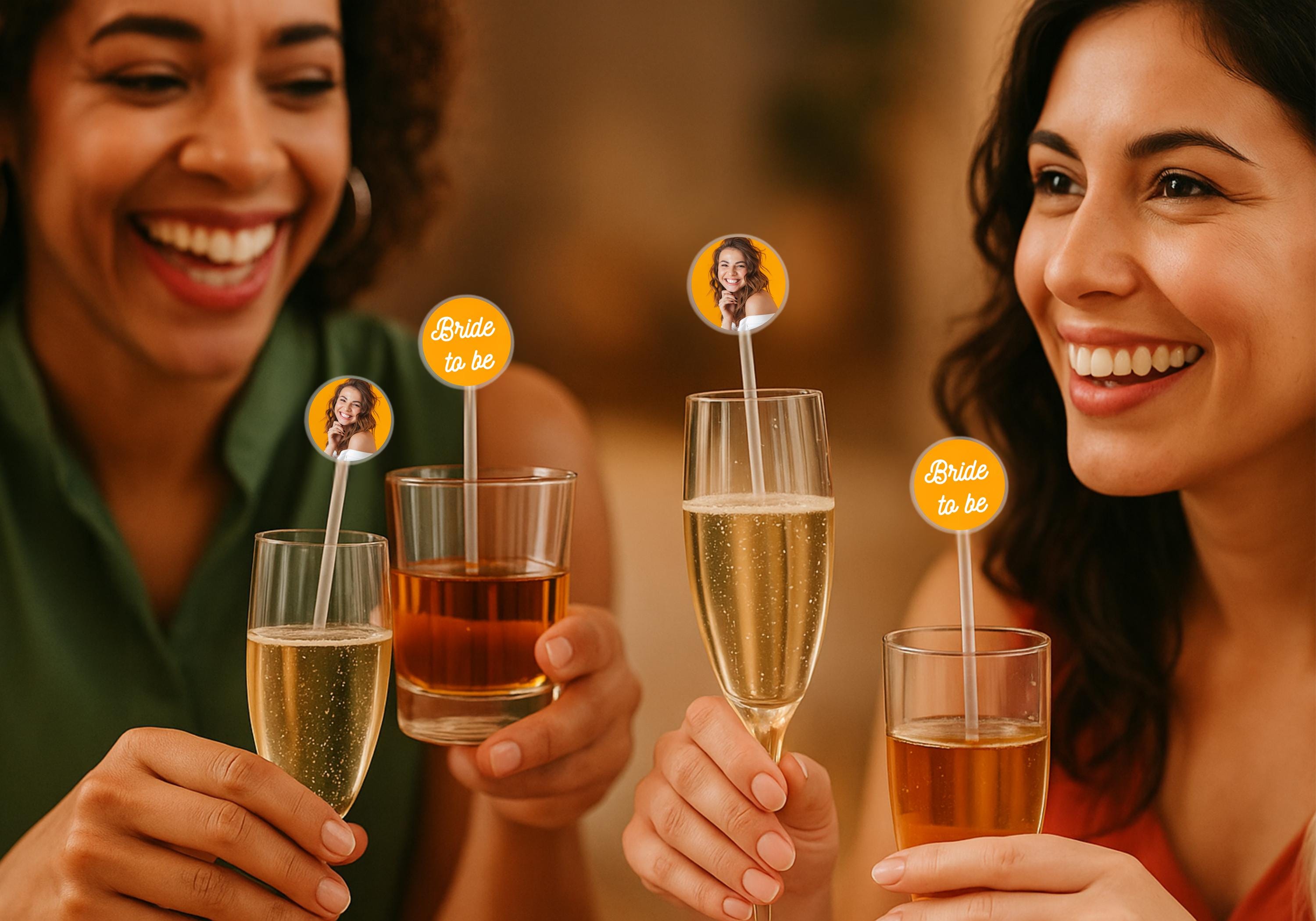 Christmas Cocktail Stirrers | Personalised Face, Logo, or Text | Festive Party Drink Stirrers | One-Sided or Double-Sided