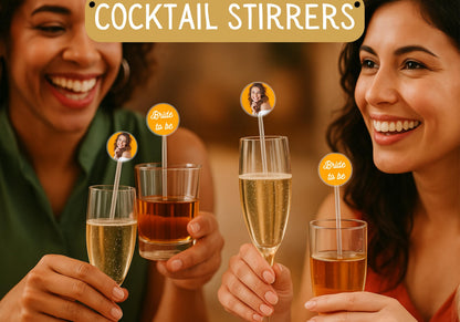 Hen Party Cocktail Stirrers | Custom Face, Logo or Text | Stag Do Drink Stirrers | Funny Personalised Party Accessories | One/Double-Sided