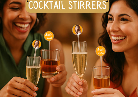 Hen Party Cocktail Stirrers | Custom Face, Logo or Text | Stag Do Drink Stirrers | Funny Personalised Party Accessories | One/Double-Sided